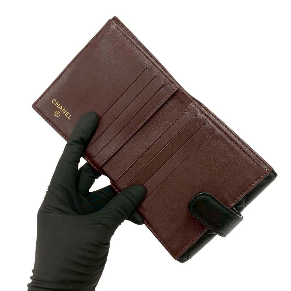 CHANEL Black Lambskin Leather Logo Wallet - Picture 7 of 10
